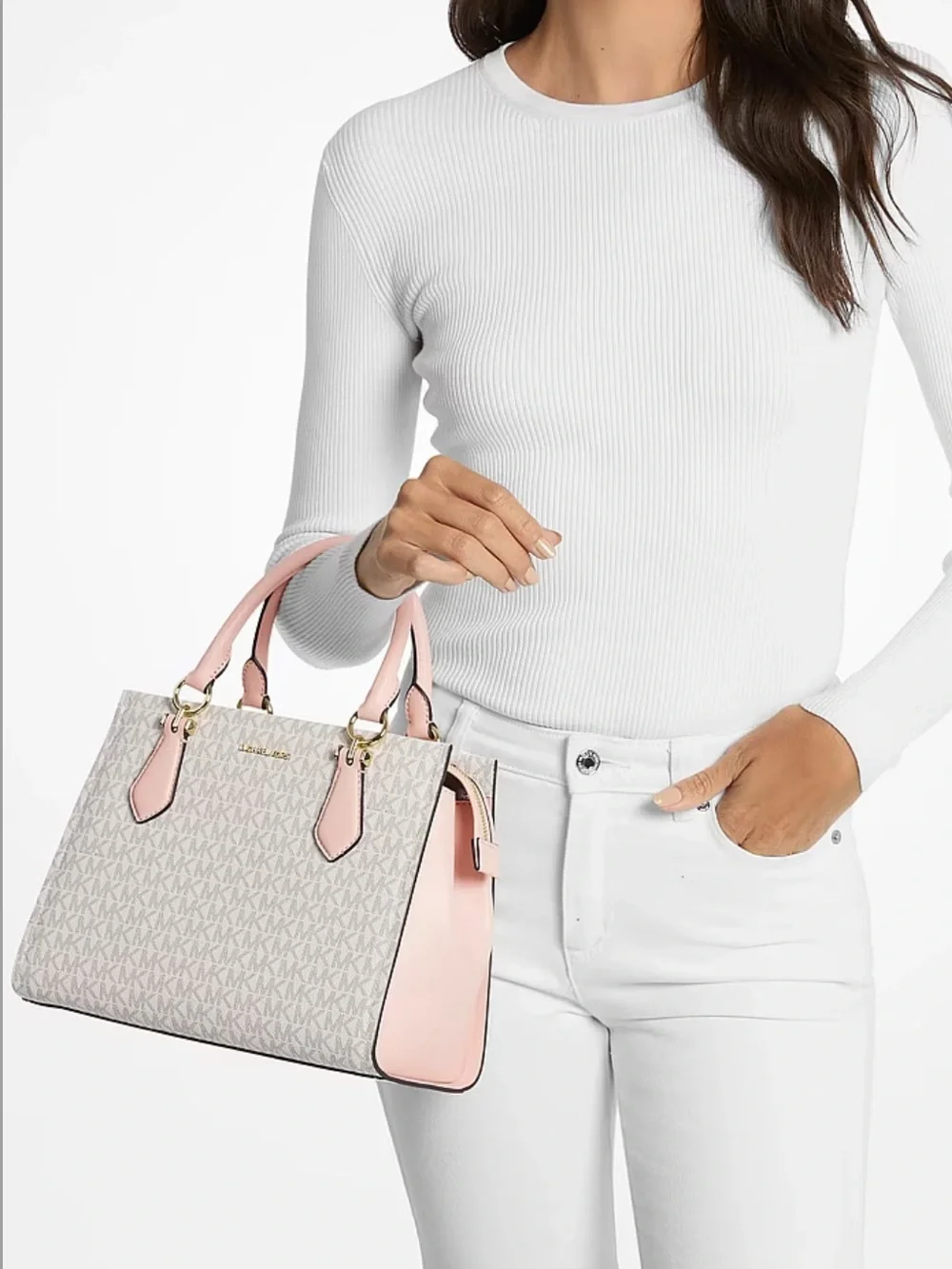 Michael Kors Marilyn Medium Signature Logo Convertible Satchel Crossbody Bag